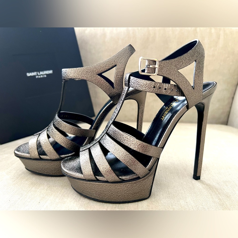 Saint Laurent Paris high heel platform stiletto sandals, Size IT 37.5 US 7.5 B